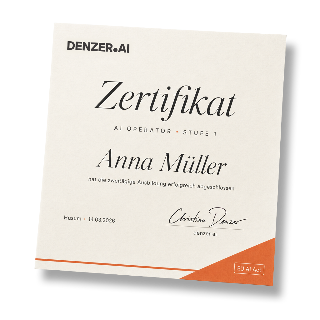 Beispiel-Urkunde der denzer ai Ausbildung